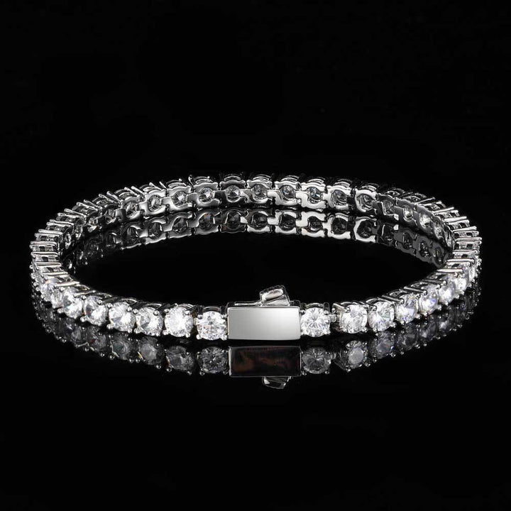 Hip Hop Spring Buckle Single Row Tennis Chain Bracelet