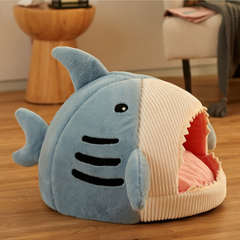 cartoon shark cat bed, view 3 - MRSLM
