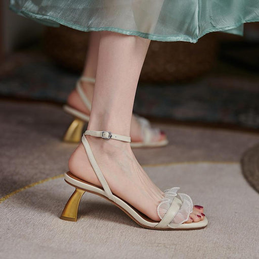 square toe high heel leather sandals - MRSLM