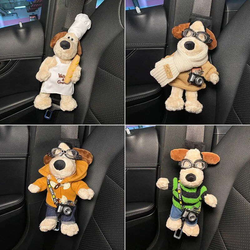 Cartoon Dog Plush Car Seat Belt Shoulder Protector