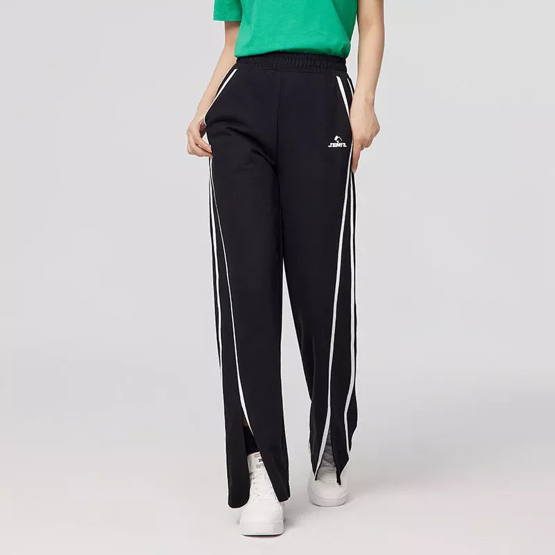 contrasted color slit wide leg pants - MRSLM