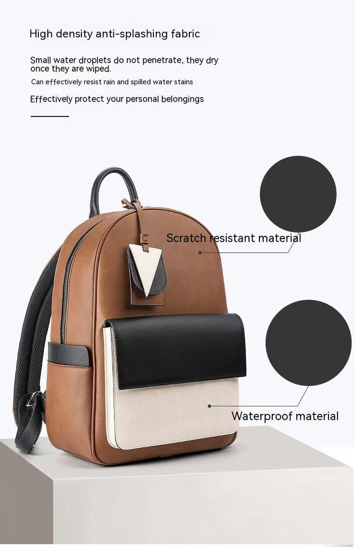 Three-color Stitching Backpack Business Travel Leisure Laptop Large Capacity Schoolbag