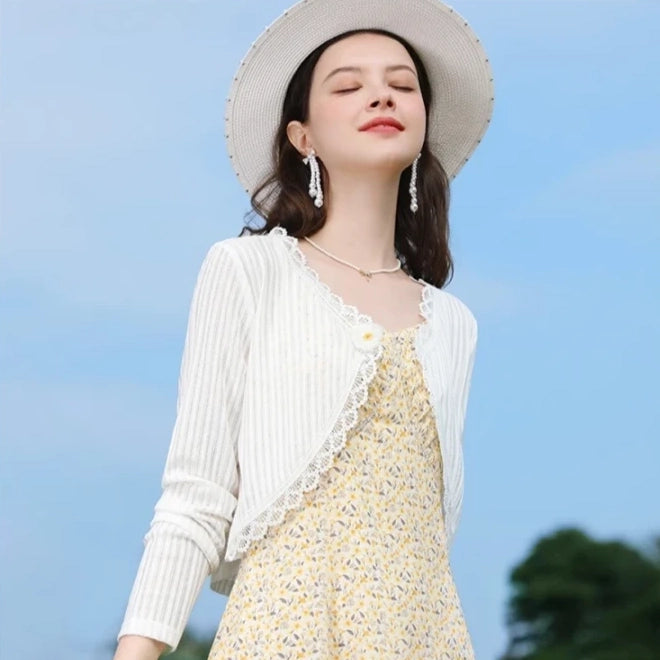 floral lace V-neck jacket - MRSLM
