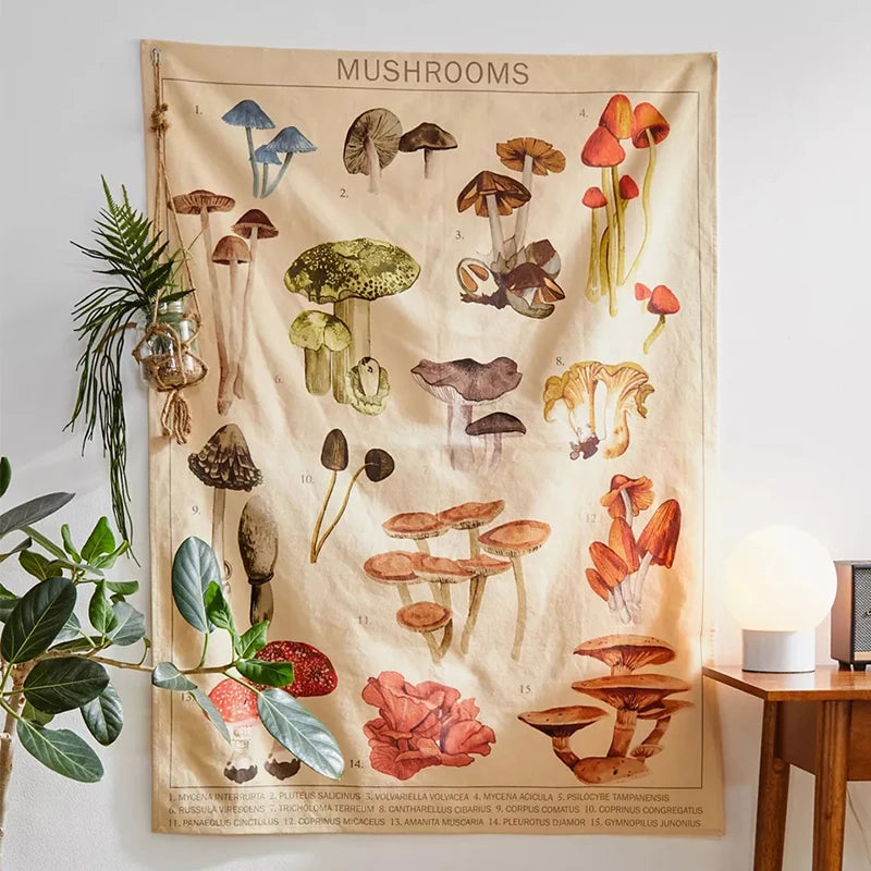 mushroom botanical tapestry wall hanging, view 10 - MRSLM