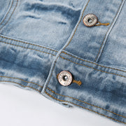washed cotton denim halter vest, view 9 - MRSLM