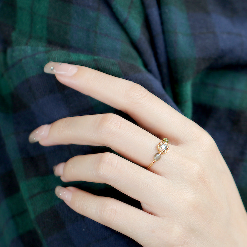 topaz peridot s925 silver gold-plated ring - MRSLM