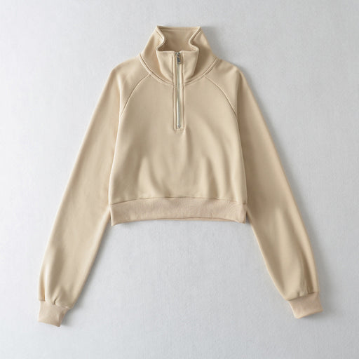 raglan sleeve stand collar half zip sweater, view 5 - MRSLM
