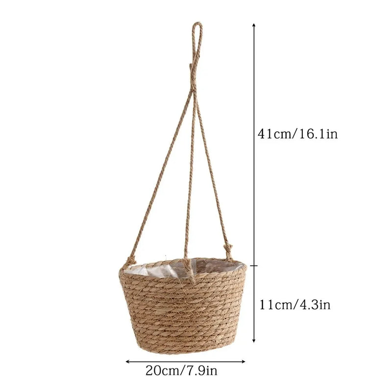macrame hanging planter, view 5 - MRSLM