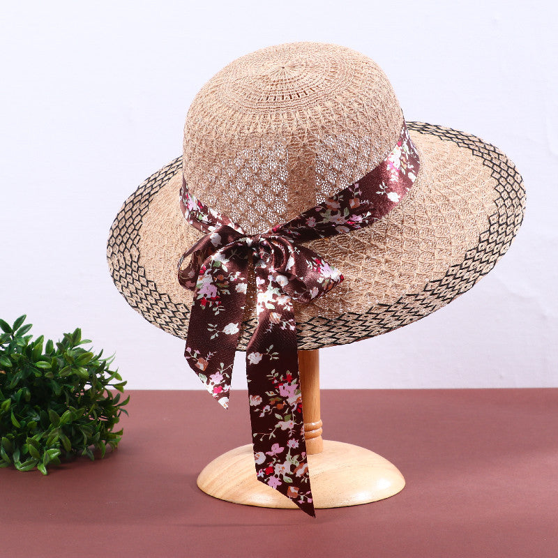 Elegant floral ribbon sun hat, view 11 - MRSLM
