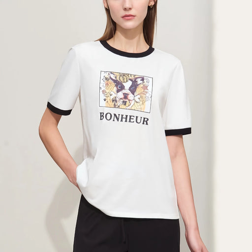 puppy print patchwork t-shirt - MRSLM