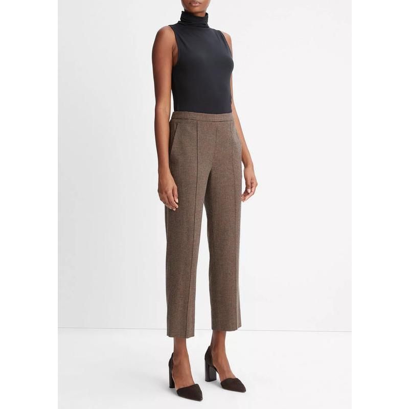 Elegante Hahnentritt-Hose mit hohem Bund für Damen