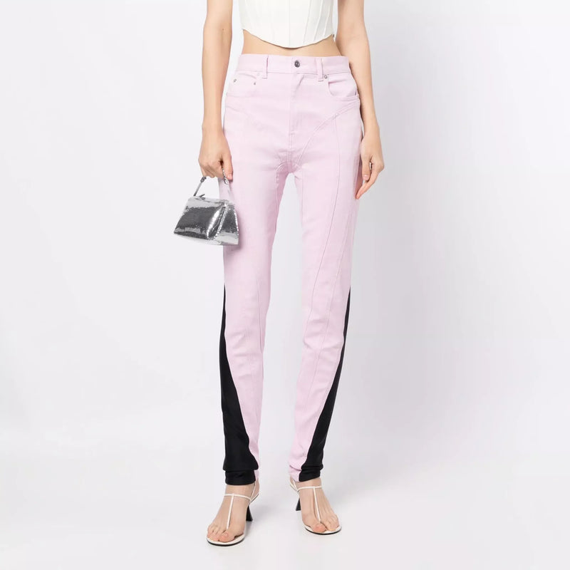 Chic Spliced Colorblock Denim Pencil Jeans