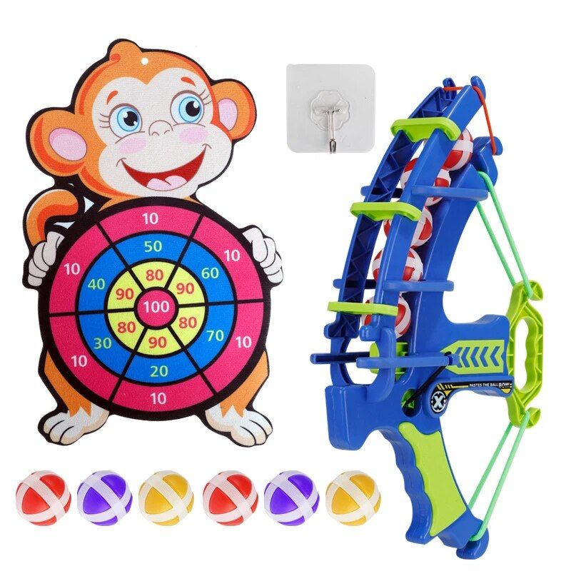 Multi-Game Slingshot & Sticky Ball Dartboard - Fun Outdoor Target Game for Kids