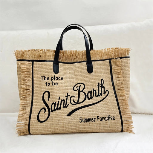 embroidered straw tote - MRSLM