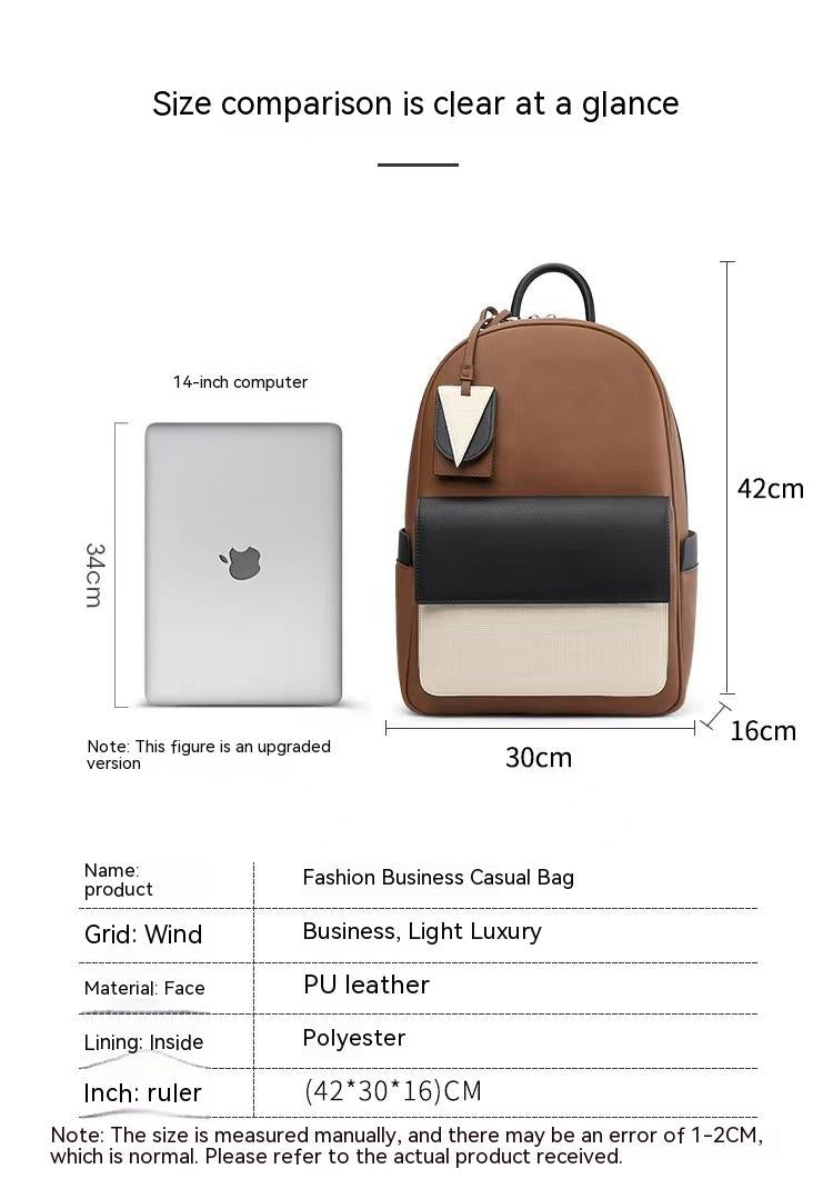 Three-color Stitching Backpack Business Travel Leisure Laptop Large Capacity Schoolbag