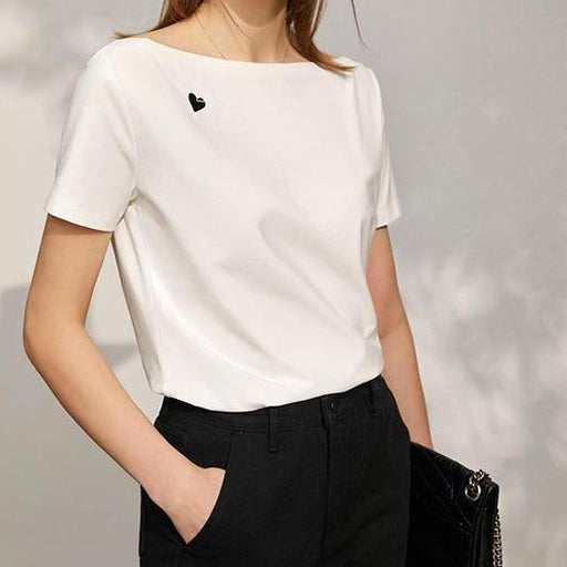 slash neck embroidery top - MRSLM