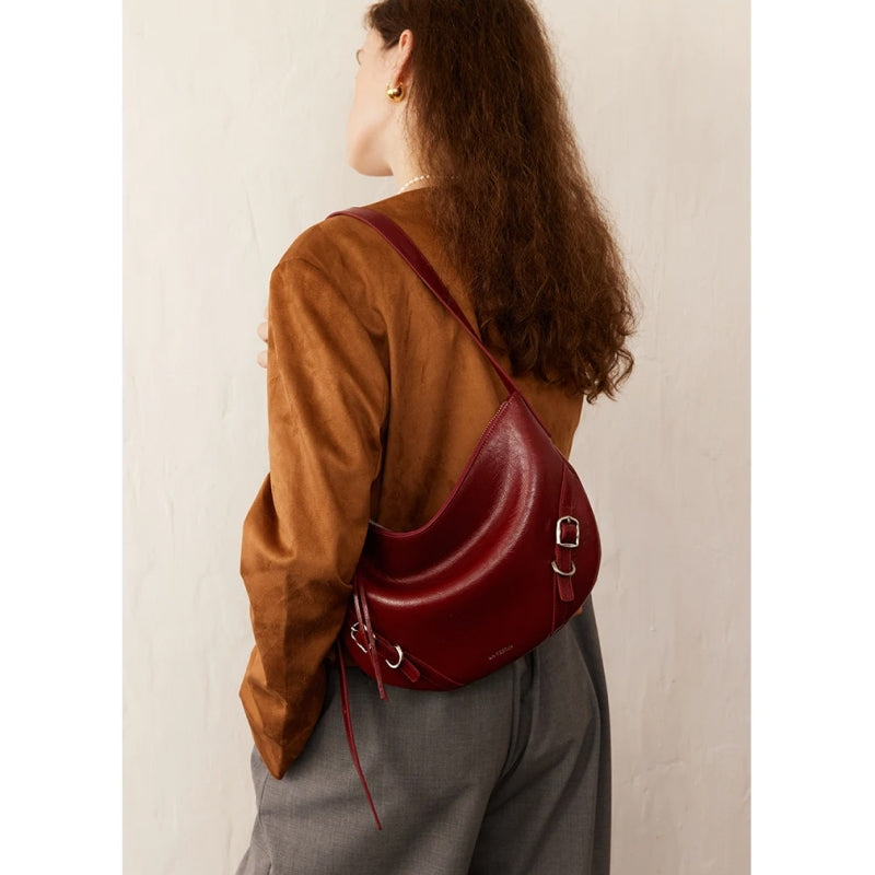split leather shoulder crossbody bag, view 7 - MRSLM