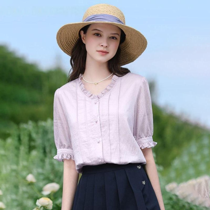 V-neck chiffon blouse - MRSLM