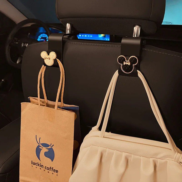 Cat-Themed Car Seat Back Hooks - 2pc Vehicle Organizer for Bags & Accessories