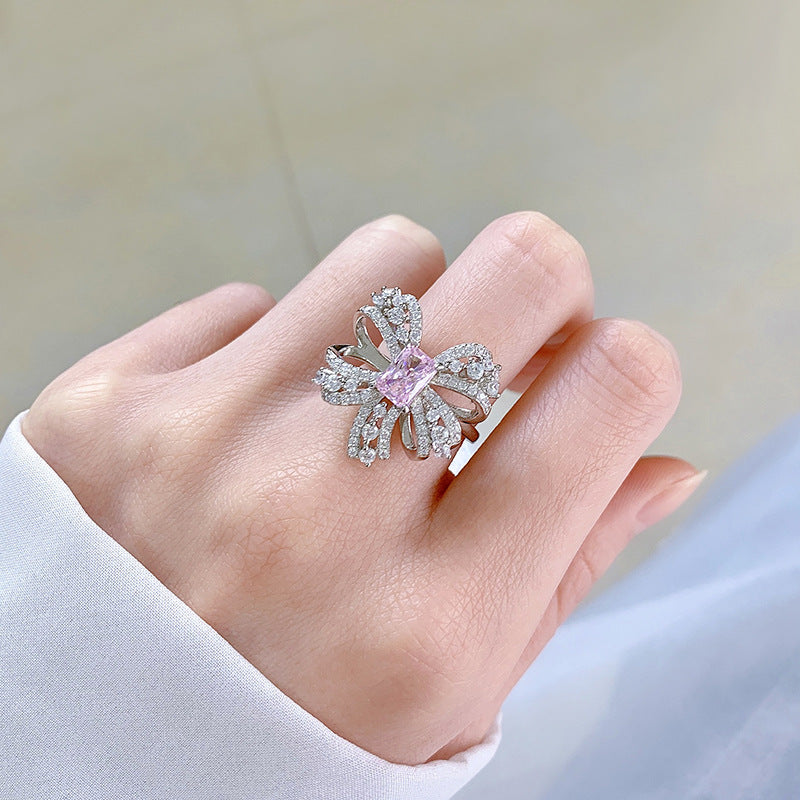 Bow Simulation High Carbon Diamond Luxury Surround Vintage Diamond Ring