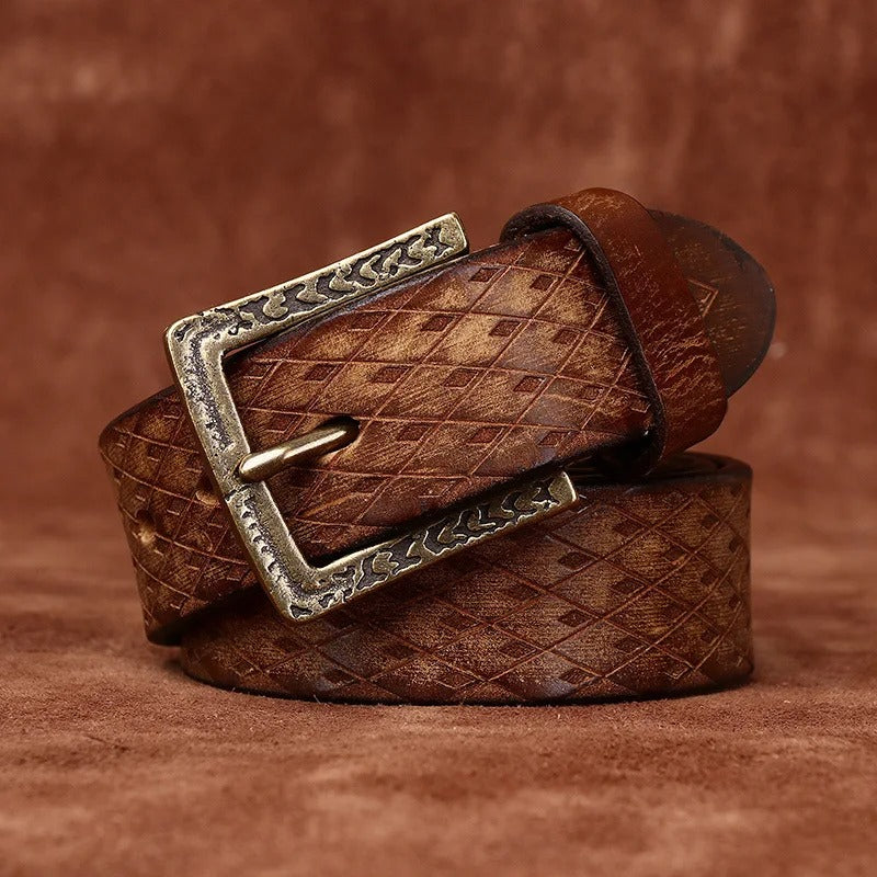 Thick cowhide leather belt, view 8 - MRSLM