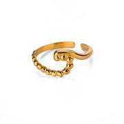 Gold wave ring for women, view 2 - MRSLM