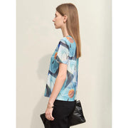 retro geometric mesh t-shirt, view 7 - MRSLM