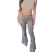 floral print high-waist flared pants, view 3 - MRSLM