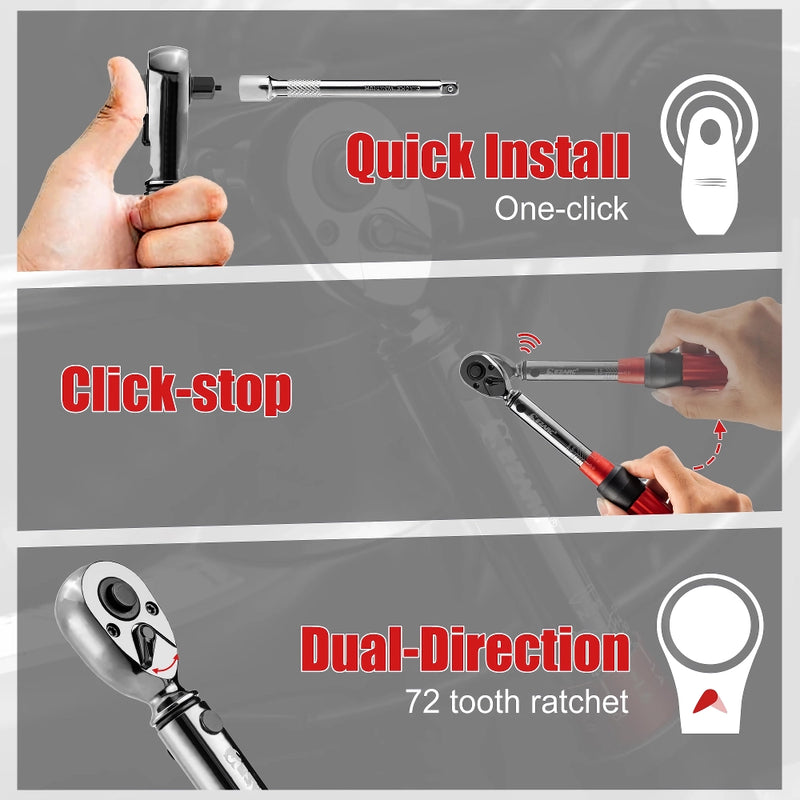 Jogo de 16 chaves de torque de precisão - Encaixe de 1/4", 2-20 Nm para manutenção de bicicletas
