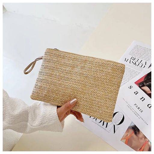 bohemian straw woven clutch - MRSLM