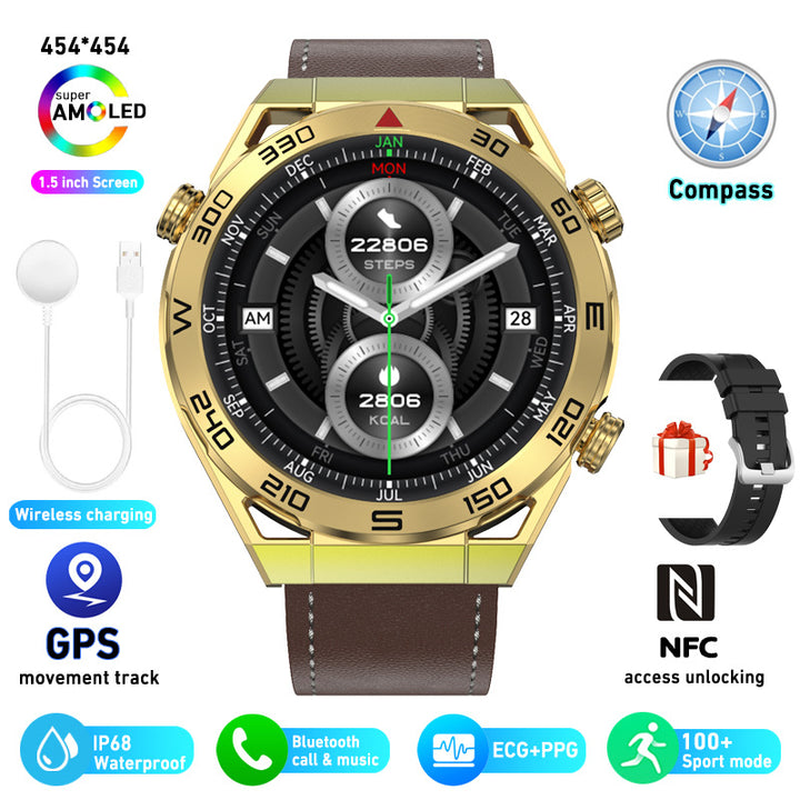 ECG PPG Bluetooth Calling Compass GPS Wireless Charger Smart Watch