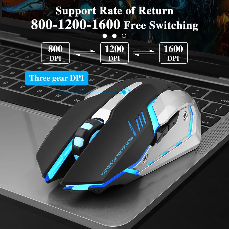 Wiederaufladbare kabellose Gaming-Maus mit LED-Hintergrundbeleuchtung und ergonomischem Design