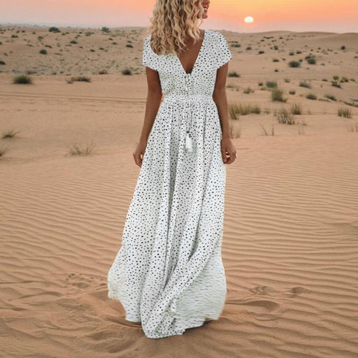 polka dot bohemian beach dress, view 14 - MRSLM
