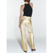 high waist gold coated straight jeans, view 5 - MRSLM