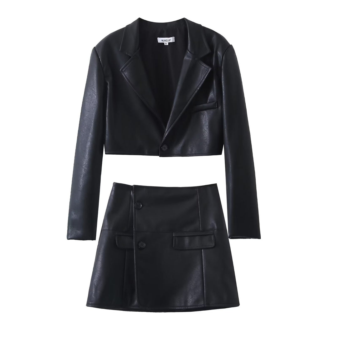 Hot Girl Personalized Suit Leather Skirt Suit