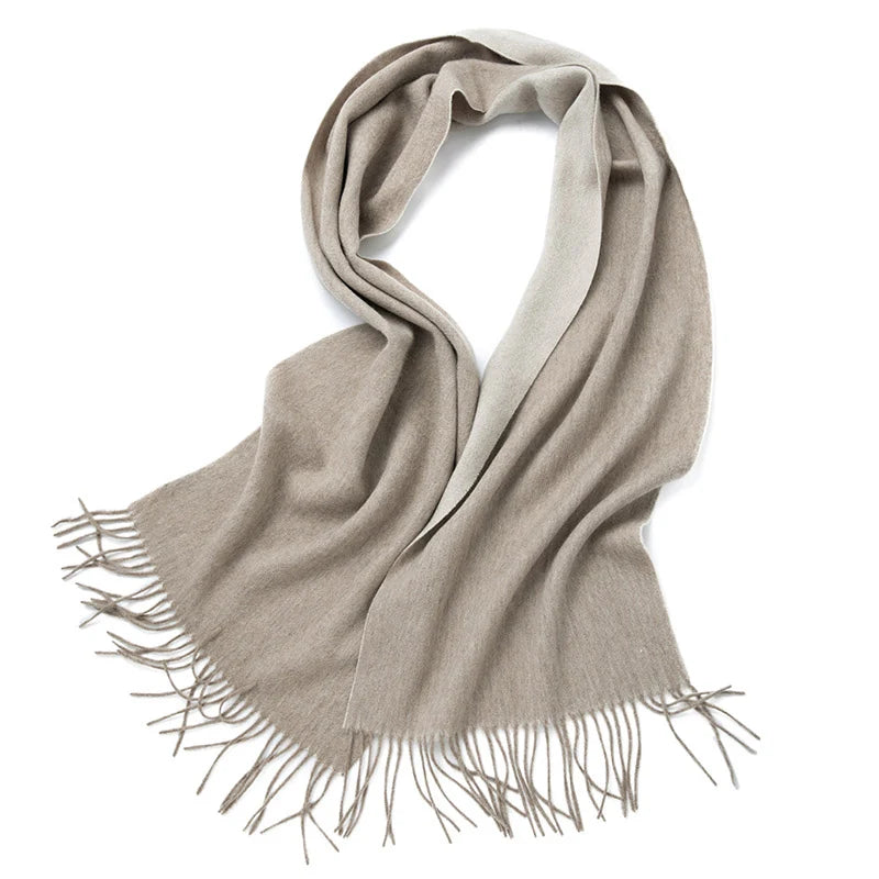 double-sided wool houndstooth scarf, view 2 - MRSLM
