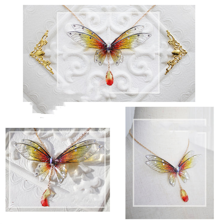 Elegant Fairy Ombre Elf Wings Necklace