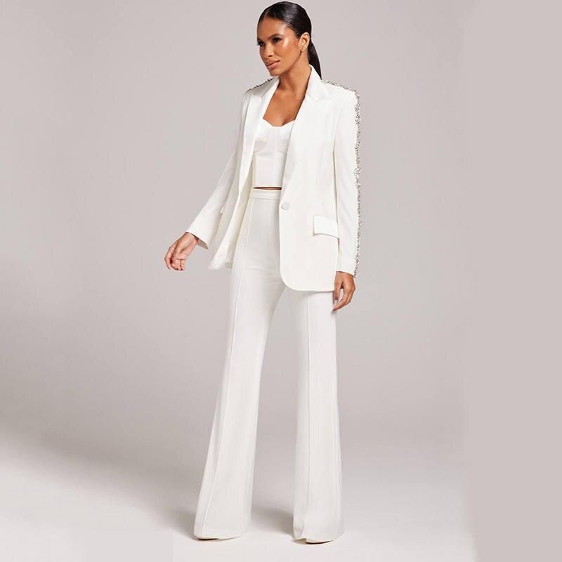 Beaded blazer and flare pants suit set - MRSLM