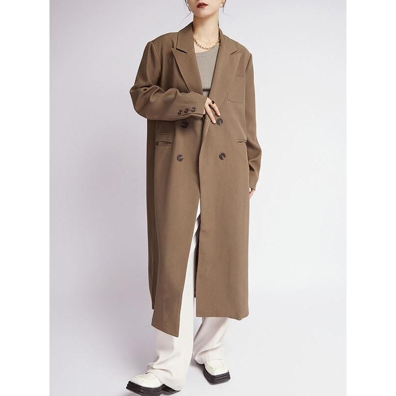 coffee trench coat for women, view 3 - MRSLM