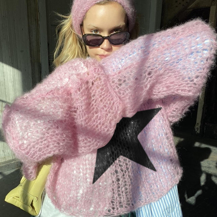 Round Neck Pullover Knit Haimao Star Sweater