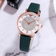 women's swan design leather strap watch, view 2 - MRSLM