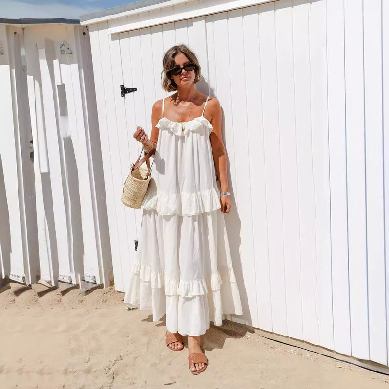 women's ruffled cotton summer dress, view 2 - MRSLM