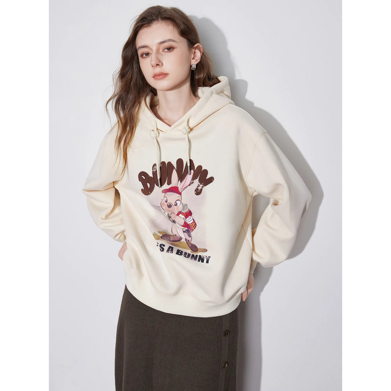 women's rabbit print hooded pullover, view 5 - MRSLM