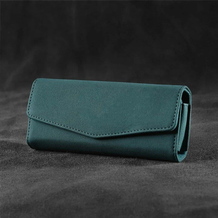 Universal Leather Car Sun Visor Sunglasses Case with Card Holder