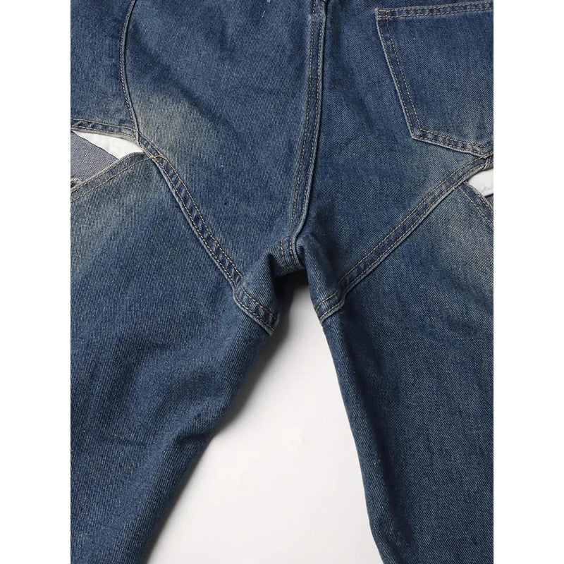 high-waist patchwork wide-leg jeans, view 6 - MRSLM