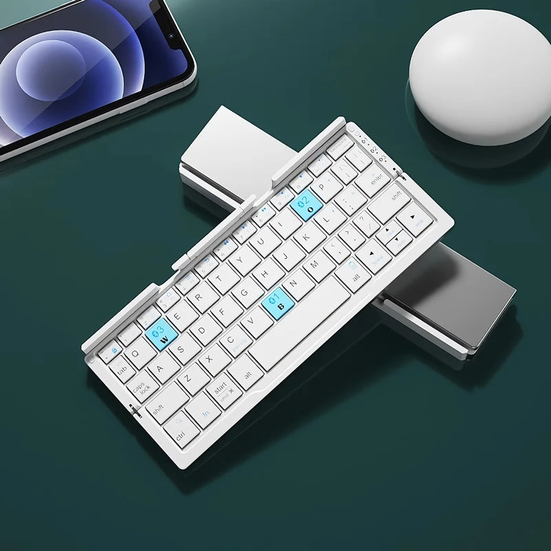 Foldable Bluetooth keyboard with built-in stand, view 2 - MRSLM