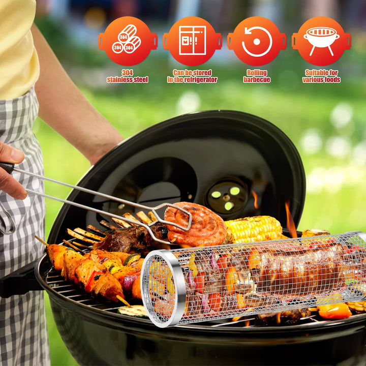 Stainless Steel Rolling BBQ Basket