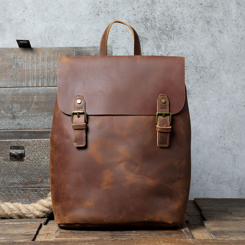 Neuer, schlichter Retro-Rucksack aus Rindsleder (erste Schicht)