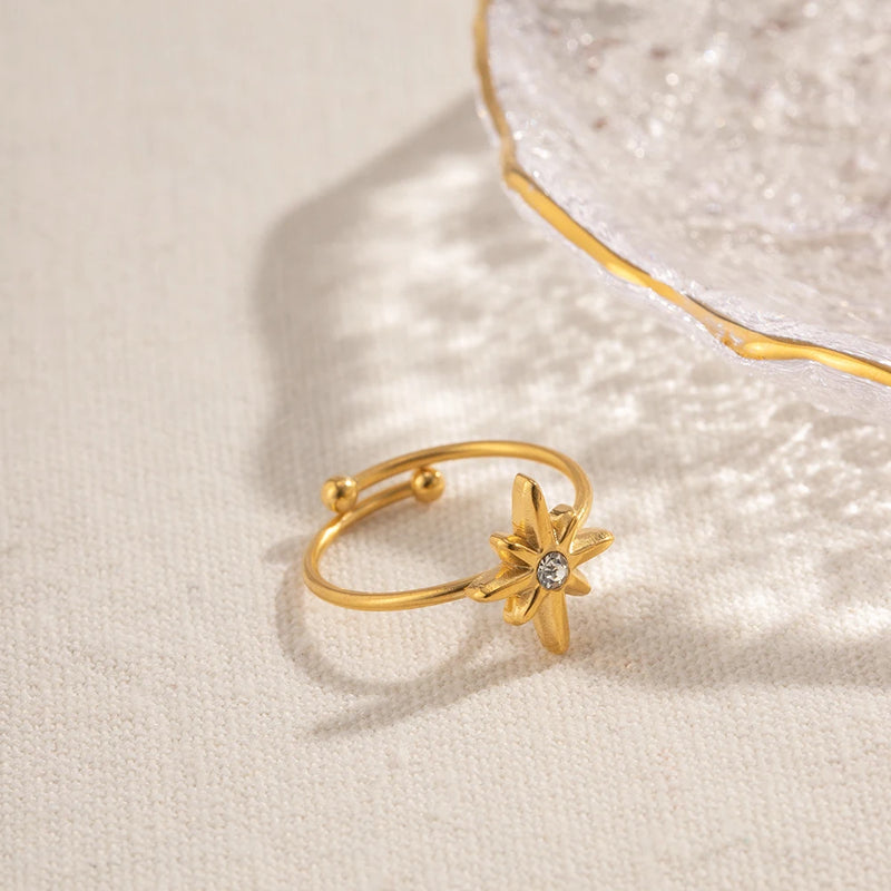 octagram gold plated ring, view 2 - MRSLM