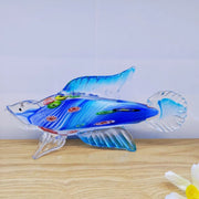 Blue glass ocean fish ornament, view 5 - MRSLM